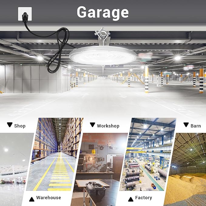 15 Pack 100W UFO Led High Bay Light,IP66 Waterproof,120VAC,15050LM 5000K Daylight Area Lighting,450W MH/HPS with Plug Commercial Bay Lighting for Warehouse/Shop/Workshop/Barn/Gym/Factory