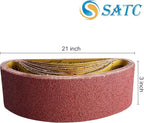 20 PCS Sanding Belts 3x21Inch Aluminum Oxide Belt Sander Sanding Belts 40/60/80/120/150/240/400 Assorted Grits Sanding Belts for Belt Sander