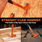 Jorgensen 22 oz Framing Hammer, Straight Claw Hammer with Magnetic Nail Holder, Rip Claw Hammer with Milled Face & Shock Absorbing Grip, Heavy Duty One-piece Forged Hammer