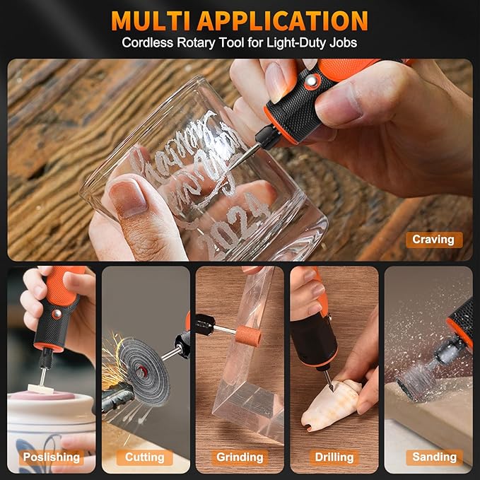 8V Cordless Rotary Tool Kit with 103pcs Accessories, USB-C Charging, 5-Speed 25000RPM mini cordless rotary tool， Power Rotary Tool for Engraving, Sanding, Drilling, Polishing, DIY Crafts