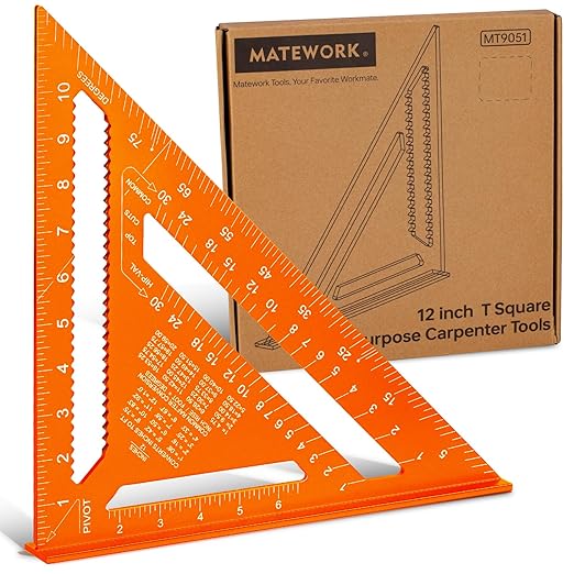 Carpenter Square 12 Inch, Rafter Square for Angle Drawing Measuring Ruler, Framing Square Tool Aluminum for Woodworking, Carpentry