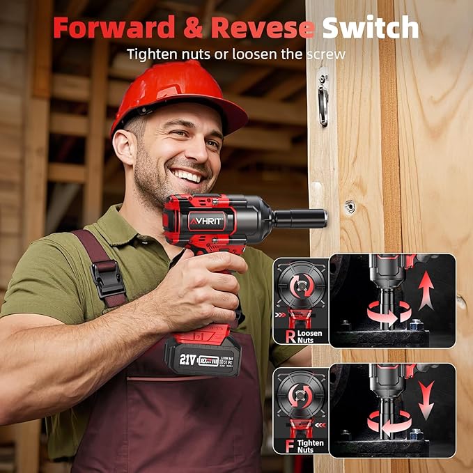 Cordless Impact Wrench, 1500Nm/1106Ft-lbs Electric Impact Gun 1/2 Inch with 2x4.0Ah Batteries, High Torque Impact Driver for Car/Truck RV/Mower