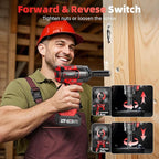 Cordless Impact Wrench, 1500Nm/1106Ft-lbs Electric Impact Gun 1/2 Inch with 2x4.0Ah Batteries, High Torque Impact Driver for Car/Truck RV/Mower