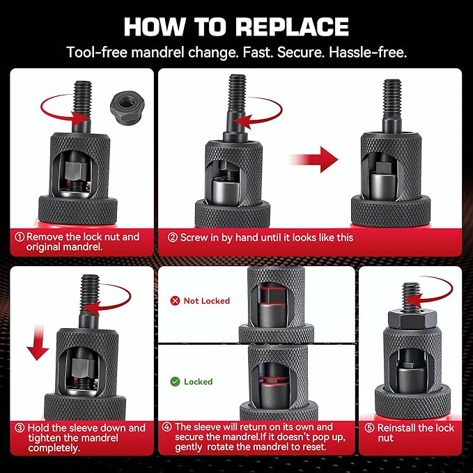 16" Rivet Nut Tool Kit with 15 Metric & SAE Mandrels and 170pcs Rivet Nuts,Visible Stroke, Quick-Change Rivet Nut Tool with Carrying Case (16" Rivet Nut Tool Kit)