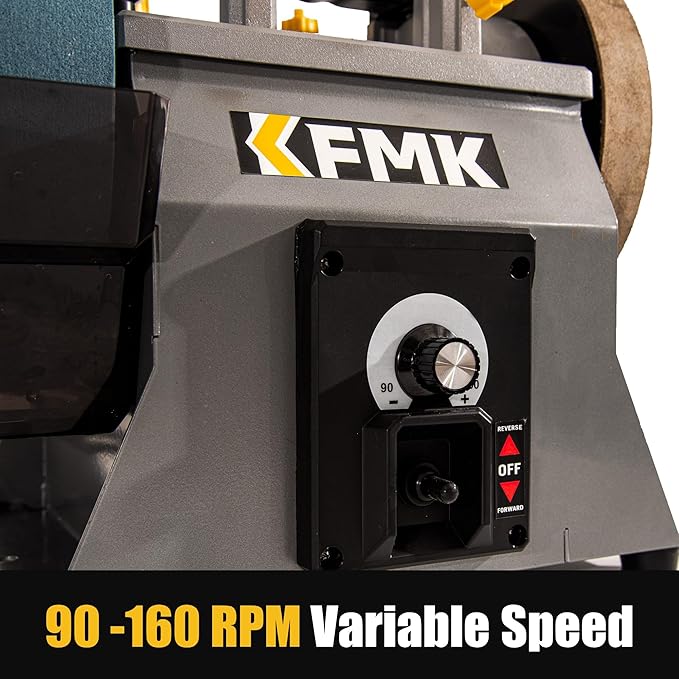 10 Inch Variable Speed Wet Sharpening System, 90-160RPM Wet Bench Grinder, Two Direction Water Cooled Wet/Dry Sharpening System for knife, Chisel, Scissor, Woodworking Tools