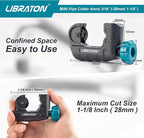 Libraton Tubing Cutter 3/16" to 1-1/8", Mini Tube Cutter, Copper Cutter, Heavy Duty Mini Pipe Cutter, Copper Tube Cutter with Deburring Tool for Copper Pipe, Aluminum Pipe, Thin Stainless Steel Pipe