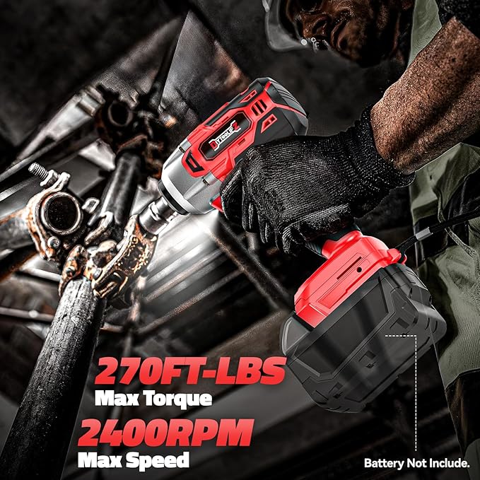 Cordless Impact Wrench Compatible with Milwaukee 18v Battery: 250Ft-lbs(340N.m) 3/8" Brushless Electric Impact Gun, 2400RPM High Torque Impact Driver, Power Impact Wrench, Bare Tool