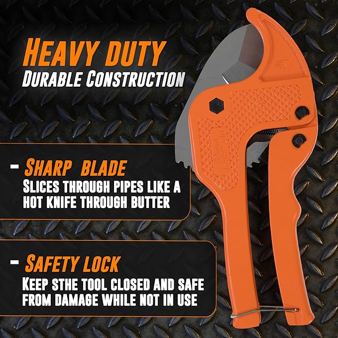 Mutt Tools Professional 1.5” PVC Pipe Cutter Tool - Heavy-Duty Ratcheting Plastic Pipe Cutter for PVC, CPVC, PEX – Cuts up to 1.5 Inch OD – Plumbing Cutting Tool for Home and Pro Use