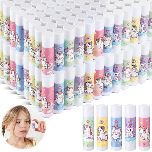 100 Pcs Unicorn Party Favors Lip Balms Bulk for Kids Birthday Party Moisturizing Lip Balm for Unicorn Themed Celebration Gifts Lip Care Products for Classroom Rewards Favor Party Supplies-VeraVaultWomen