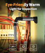 Magnetic Work Light - 800 Lumens Rechargeable Work Light with Multifunctional Foldable Design, 2200 mAh Mechanic Light, 3 Lighting Modes Magnetic Flashlight for Car Repairing/Emergency, 1 Pack