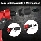 Rivet Gun Kit, Heavy Duty Pop Rivet Gun with 360 Degree swivel Head for Tight Space, 4 HSS Drill Bits, 200 Assorted Rivets & 4 Nosepieces in Organized Rugged Carrying Case NT200