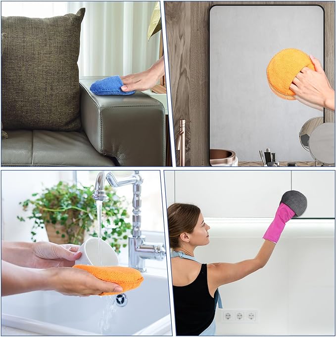 52 Pcs Microfiber Wax Applicator Pad 5" Diameter Soft Wax Pads for Car with Finger Pocket Cleaning Microfiber Polishing Care Foam Sponge for Cars, Truck, Boat, Motorcycle, RV, 4 Colors