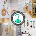 MIKEDE Magnetic Hooks, 40Lbs+ Heavy Duty Magnet Hooks for Cruise Cabins, Super Neodymium Hanging Hooks Strong Magnets with Hook for Fridge, Magnetic Hanger for Grill, Toolbox, Storage(Green, 10 Pack)