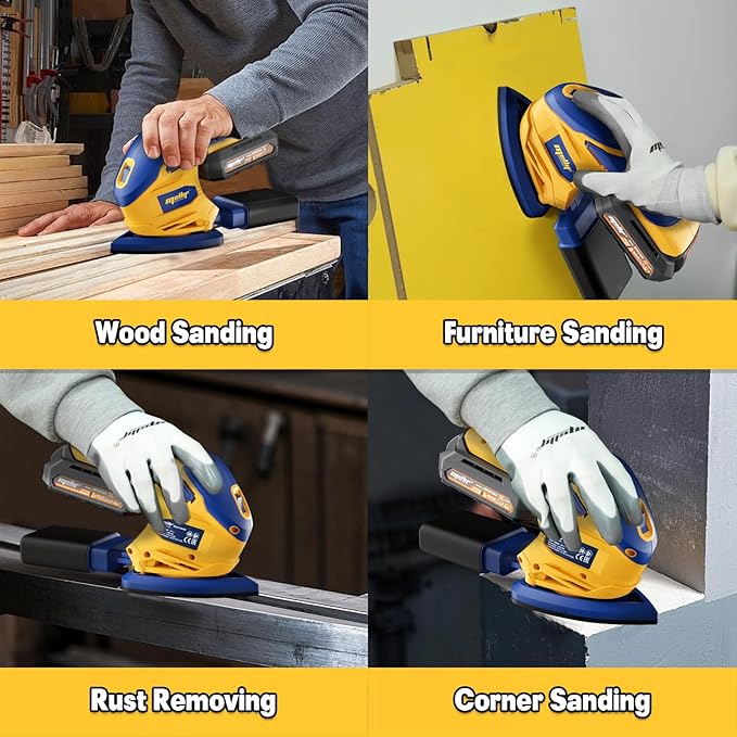 Mellif Cordless Detail Sander Compatible with Dewalt 20V MAX Battery (Tool Only), Brushless Corner Sander with 12,000 OPM Speed, 10PCS Sandpapers, Dust Collector, for Tight Space, Metal, Woodworking
