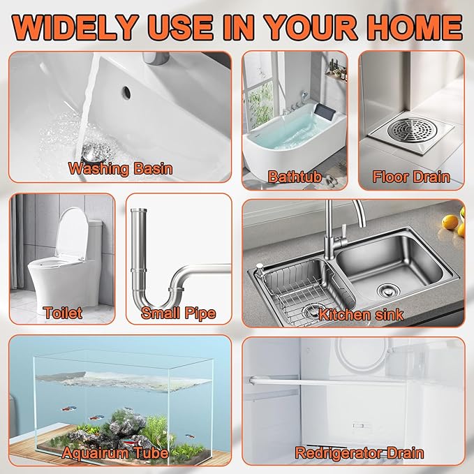 Drain Snake Kit for Hair Removal and Clog Cleaning, Snake Drain Hair Removal Tool for Shower, Sink and Tub Drains (6 Pcs)