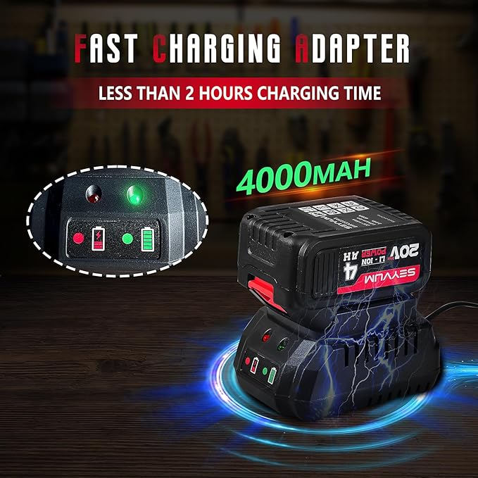 SEYVUM Impact Wrench,1/2" Impact Gun, Power Impact Driver Max Torque 320 Ft-lbs (430N.m), Cordless Impact Wrench with 20V Brushless Motor, 4.0Ah Li-ion Battery with Fast Charger, 4 Pcs Impact Sockets