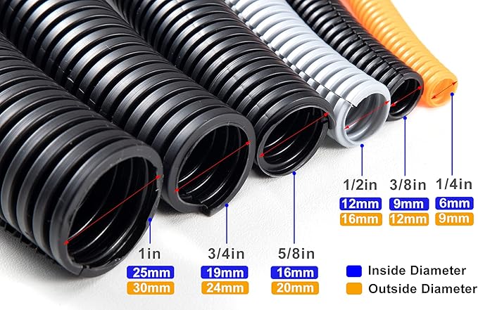 ZhiYo 20FT 1/2” Wire Loom Split Tubing Auto Wire Conduit Flexible Cover | High Temperature Heat Resistant -40F to 257F | Plastic Cover for Electrical Wires & Cables, Orange
