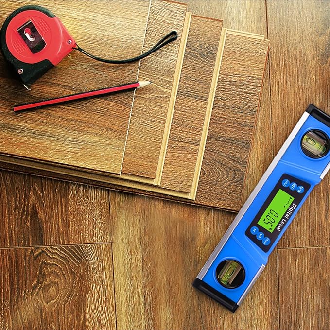 Digital Level and Protractor, 10 Inch IP54 Protected Electronic Bubble Inclinometer Angle Finder Gauge with Large LED Backlight Display & Magnetized V-Groove Base Carrying Bag Included (Blue)