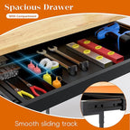 60" Adjustable Workbench on Wheels, 2000 LBS Heavy Duty Work Table with Power Outlets & Pegboard, Rubber Wood Workstation for Garage, Workshop, Office, Home, Commercial