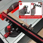Table Saw Miter Gauge, Precision Miter Gauge with Fine Adjustable Limiter Flip Stop/Angle Stops/Extendable Fence, Fit Standard Slot 3/4" x 3/8", Aluminum Alloy Table Saw Miter Gauge Fence