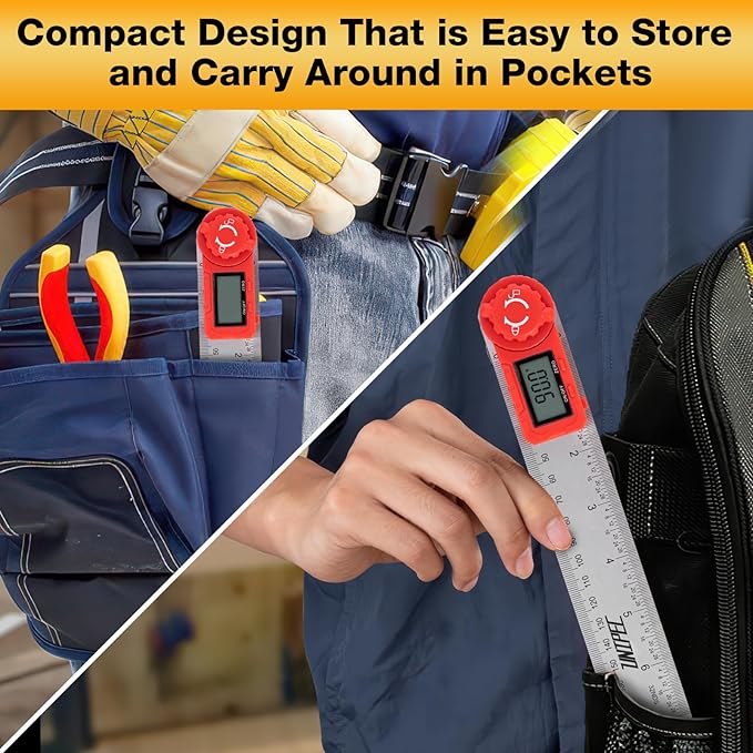 Digital Angle Finder Protractor, Angle Finder Ruler,Stainless steel 7inch 200mm 7inch/200mm, Angle Measuring Tool for Woodworking,Carpenter,Construction,DIY Measurement (Stainless Steel)