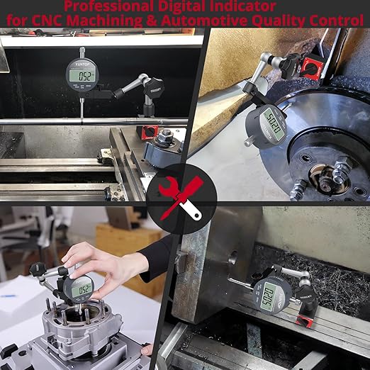 0-1inch/0.0005inch Dial Digital Indicator and 90lbs (40kg) Magnetic Base Magnetic Electronic Indicator with 3 Adjustable Joints 5/16 inch (8mm) Clamping Diameter for Lathe CNC 3D Printer