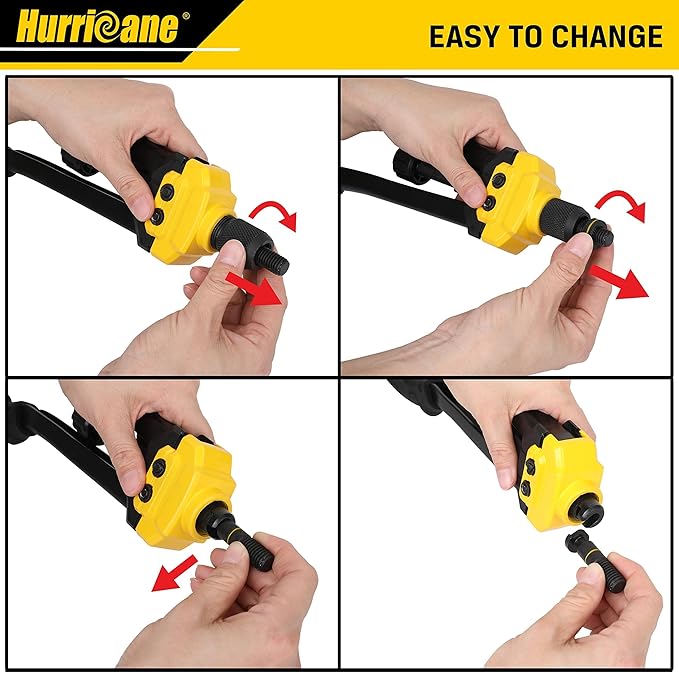 HURRICANE 16” Rivet Nut Tool, Hand Rivet Nut Tool with 13 Metric and SAE Mandrels, 130Pcs Threaded Rivet Nuts, Auto Release Nutsert Rivnut Tool, Durable Riveter Nutsert Hand Tool, Sturdy Plastic Case