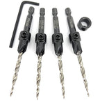 FTG USA Adjustable Wood Countersink Drill Bit Set 4 Pc #8 (11/64") with Tapered Drill Bit for Woodworking