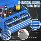 8 Drawer High Capacity Rolling Tool Chest, Metal Tool Box with Wheels and Drawers, Detachable Toolbox with Lock, Heavy Duty Tool Cabinet for Workshop, Warehouse and Garage (Blue)