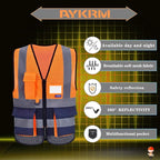 SMALL High Visibility Mesh Safety Reflective Vest with Pockets and Zipper