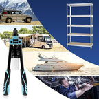 Meiwaltee 13" Rivet Gun, 1/4 Pop Rivet Gun with 100 Pcs Rivets, Manual Hand Heavy Duty Riveter with 5 Nosepieces for Plastic Metal,Aluminum, Plastic, Tube Stock,Gutter & Automotive.