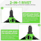 Dual Function Hand Rivet Gun with Rugged Carrying Case – Heavy Duty Single Hand Riveter with 400+ pcs Rivet Nuts, 15 Mandrels, 5 Rivet Nozzles, Blind Rivets for Plastic, Wood, Metal, Leather