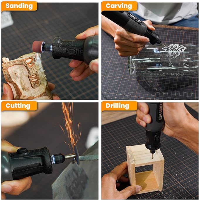 HARDELL 8V Cordless Rotary Tool Kit, 6 Variable Speed Rotary Tool Kit with Digital Display, 80PCS Accessories, Type-C Charging, Mototool for Sanding/Polishing/Engraving/DIY Crafts