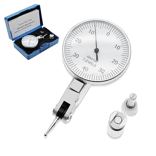 0.0001" Dial Indicator Brass Test Indicator with 7 Jewels Bearings Accuracy 0.00015 Big Face Imperial Dial Indicator for Machinist Engineer Inspection Measurement (Model 201-0068)