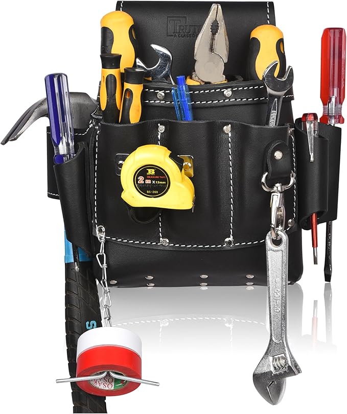 Grain Leather Electrician Tool Pouch | Carpenter Tool Pouch | Electrician Pouch | Electric Tool Bag | Electrician Bag | Leather Tool Belt