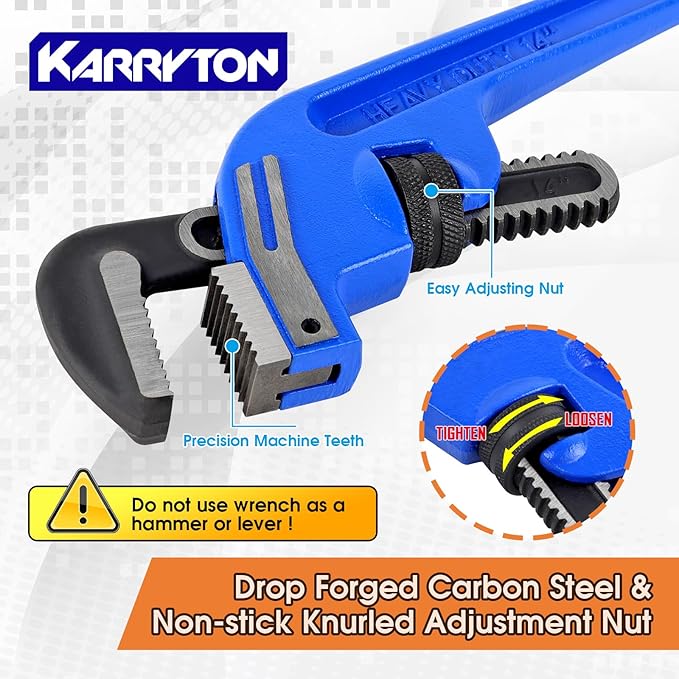 14 Inch End Pipe Wrench, Jaw Opening 2.75"/70mm Adjustable Cast Iron offset Handle Plumbing Wrench, Perfect Plumbers Tool for Oil Field, Plumbing, Auto Repair, Construction and Mechanics