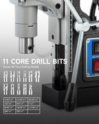 ZELCAN Mag Drill Press with 11 Pcs Bits, 1550W Portable Magnetic Drill Press with 2" Boring Diameter, 0-580 rpm Stepless Speed & Reversible Direction, 2922 lbf Power Magnetic for Metal Surface