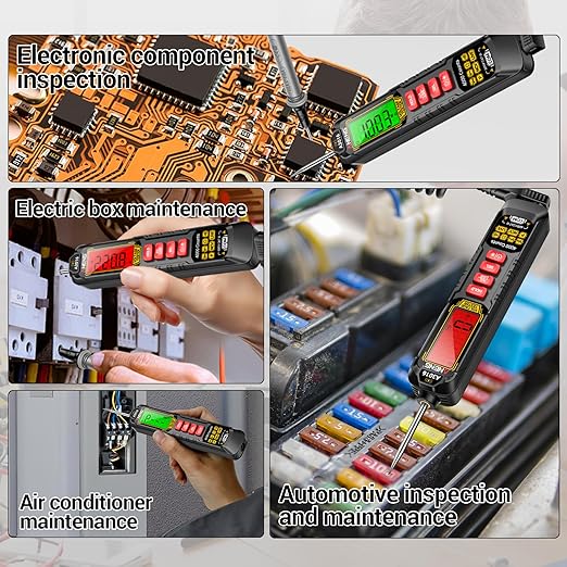 0.5V-600V Multimeter,AC/DC Automotive Test Light,Rechargeable Buzzer Circuit Tester with Sharp Probe,Polarity Indicator Light, Continuity Voltage Fuse Tester Pen with Alligator Clip for Sedan, SUV, RV