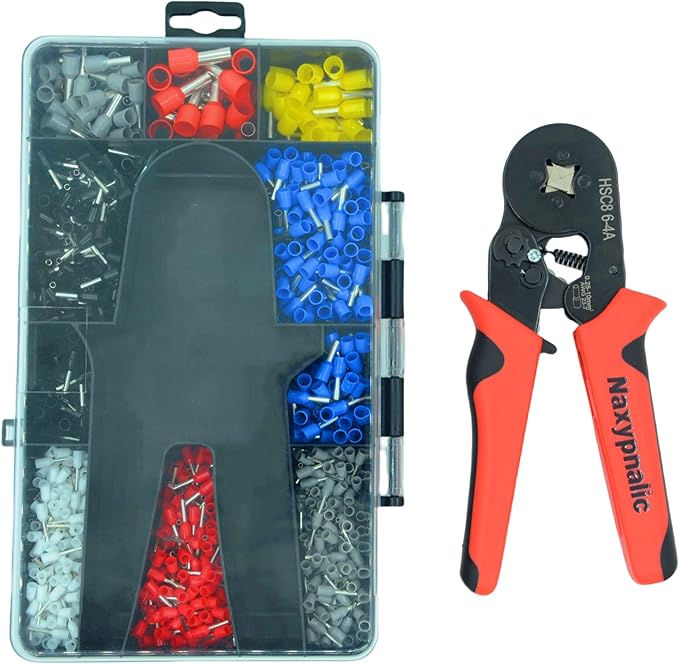 Wire Ferrule Crimping Tool Kit AWG 23-7,Ferrule Crimper Plier with 1200PCS Wire Ferrules Kit Wire End Terminals