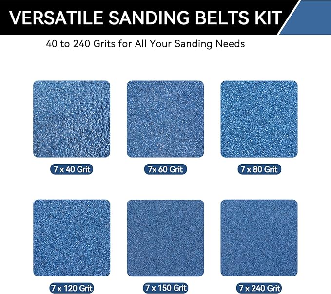 1/2x18 Inch Sanding Belts 42 Pcs 6 Grits Sizes (7 Each of 40/60/80/120/150/240 Grits) Heavy Duty Belt Sander Zirconia Belt Sander Paper for Wood, Metal, Stainless Steel, Cars, and Furniture