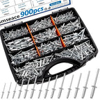 smseace 900Pcs Pop Rivets Assortment Kit Packed in Handheld Box 14-Sizes (3/32 inch1/8 inch5/32 inch3/16 inch1/4 inch) Assorted Blind Rivets for Metal,Furniture,Automotive,Instrument
