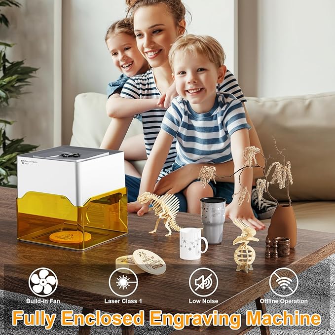 Laser Engraver Machine TS1, 3W Mini Laser Engraving Machine for Wood Leather Acrylic, LightBurn Compatible, Precision DIY Engraving Tool for Home