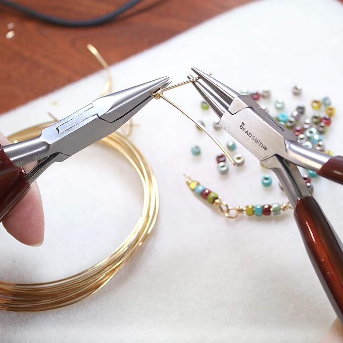 The Beadsmith Casual Comfort Long Chain Nose Plier - 6 inches (152mm)- Pvc Handle - European Design & Quality, Tool for Jewelry Making