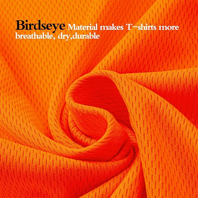 High Visibility Shirts Quick Dry Safety T Shirts with Reflective Strips and Pocket Short Sleeve Mesh Hi Vis Construction Work Class 2 Shirt for Men/Women Orange,6XL