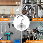 MIKEDE Magnetic Hooks Heavy Duty, 28Lbs Neodymium Magnets with Hooks for Refrigerator, 10Pcs Strong Cruise Hooks for Hanging, Magnetic Hanger for Grill, Toolbox, Storage