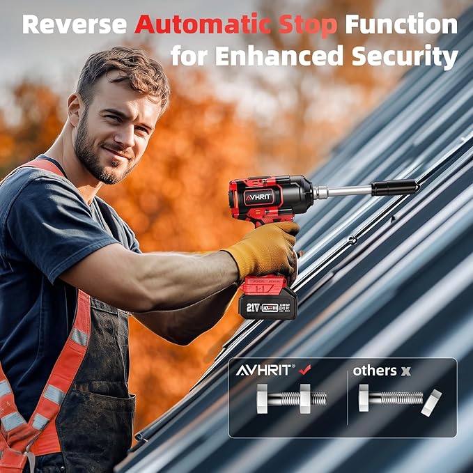 Cordless Impact Wrench, 1500Nm/1106Ft-lbs Electric Impact Gun 1/2 Inch with 2x4.0Ah Batteries, High Torque Impact Driver for Car/Truck RV/Mower