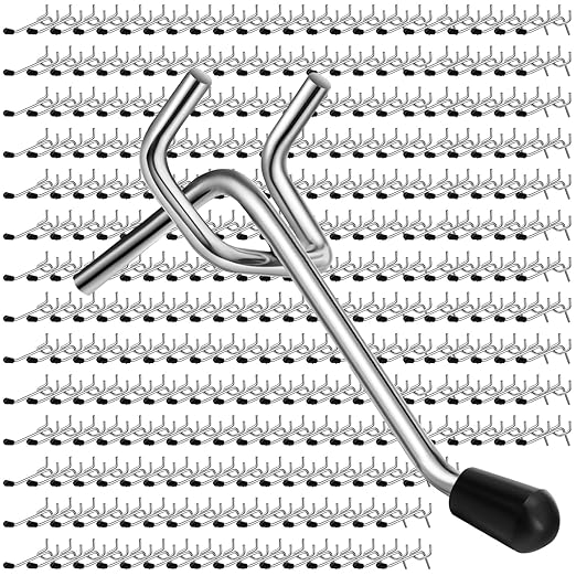 Tatuo 200 Pcs Pegboard Hooks Galvanized Metal Pegs with Rubber Tip Fit 1/4" 1/8" for Garage Store Wall Tool Organization Display(2 Inch)