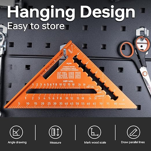 Carpenter Square 7 Inch, Rafter Square for Angle Drawing, Measuring Square Tool, Framing Square Layout Aluminum Tool for Woodworking and Carpentry