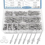 560pcs 304 Stainless Steel Pop Rivets with Washers Assortment Kit,7 Sizes Pop Aluminum Rivets(1/8in 5/32in 3/16in),Assorted Blind Rivets for DIY/Automotive Repairs/Furniture with Labeled Case