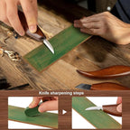Wood Carving Knife With Leather Strop and Polishing Compound, Wood Whittling Tools for Beginners, Adults and Kids (Details Carving Knife)